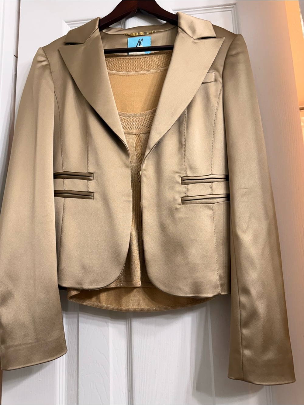 Marciano Champagne Gold Satin Blazer